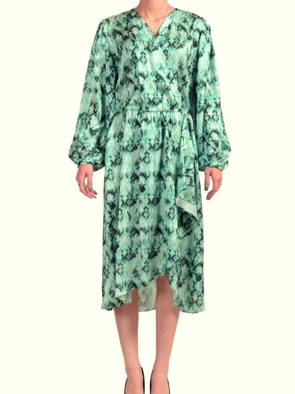 Hugo Boss Women's C_Divanta Long Sleeve Multi-Color V-Neck Dress